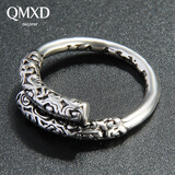 QMXD 欧美复古霸气戒指男士个性潮人单身学生龙纹指环礼物学生戒 金箍棒（可调节）