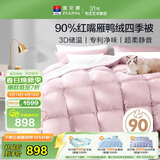 富安娜羽绒被 90%灰鸭绒被子 双人四季被芯春秋被 600g填充 203x229cm