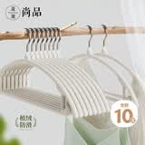 晟旎尚品（shengnishangpin）干湿衣架无痕防滑晾衣架子衣服架挂衣架衣撑子白灰色10只装 【秋冬专用】新款防滑无痕10支白