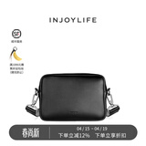 INJOYLIFE男生包包单肩斜挎包男潮牌港风斜挎包复古小包休闲包 黑色
