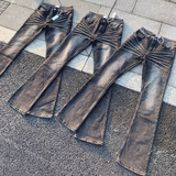 纪璇JeX黑牛美式cleanfit水洗修身微喇高街vibe弹力517牛仔裤男女 黑色 立体猫须 最强黑牛 XL 130-150斤穿修身