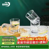 青苹果耐热玻璃水杯咖啡杯220ml6只 家用冰川锤纹茶杯洋酒杯啤酒杯