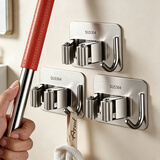 馨沛拖把挂架挂钩扫把挂钩固定架免打孔厕所拖布夹浴室卫生间置物架