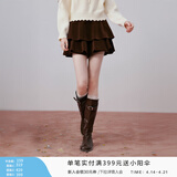 香影丝绒黑色蛋糕短裙女2026春装新款高腰a字蓬蓬百搭新年半身裙 咖色 半身裙 M 160/64A/95-110斤