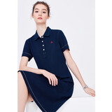 纳维凯尔意大利小帆船女士短袖POLO领连衣裙A版中裙2322874506 蓝 L 