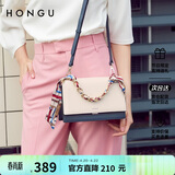 红谷女士包包链条包撞色单肩手提丝巾包牛皮斜挎包 生日礼物送女友