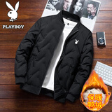 花花公子（PLAYBOY）羽绒服男短款加厚外套男冬季新款商务简约上衣舒适防寒 黑色 L （100斤-125斤）