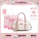 COW&KITTY波士顿包女生礼物正品2026新款可爱小熊手提包斜挎包设计感单肩包 樱花粉【赠挂件+礼盒】