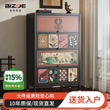 佰卓（BIZOE）中古风斗柜客厅靠墙五斗柜储物柜落地碳钢制书橱柜架子卧室置物柜 鹿瑞生花【白色】 【3门60宽】-1075/600/350