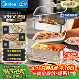 美的（Midea）电火锅钛陶0氟多功能锅不锈钢蒸锅鸳鸯火锅专用锅超薄速沸多功能一体电锅煎烤料理锅DLS332266S