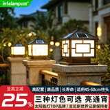 颖朗太阳能围墙柱头灯户外庭院大门两侧柱子灯农村别墅家用防水立柱灯 【太阳能尖顶款】适用45-60的柱子-铝合金材质