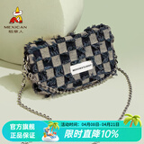 稻草人包包女包休闲手机包百搭单肩包潮流水桶包时尚生日礼物送女生 经典深蓝牛仔（布料）