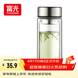富光双层玻璃杯大容量带茶隔水杯高硼硅泡茶杯子商务男士办公杯480ml