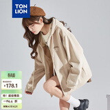 唐狮卫衣外套女春装秋冬季新款针织开衫宽松上衣女 加绒款/浅卡其 S
