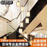 米光惠佳挑高别墅新中式旋转楼梯间灯中空长吊灯挑空复式楼中国风古典复古 直径50CM-12头高2.5米三色变光