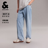 杰克·琼斯（JACK&JONES）26年男装907宽松凉感牛仔裤男士秋季直筒阔腿弹力休闲品牌裤子 E39中蓝牛仔 凉感 31 175 W31/L30
