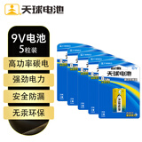 天球9V电池5粒碳性高功率电池适用万用表烟雾报警器麦克风遥控器话筒玩具贝斯电吉他九伏方形电池6F22