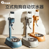 华元宠具（hoopet）立式狗狗自动饮水器不湿嘴狗碗水壶挂式滚珠悬挂式宠物饮水机狗碗 活力橙【高度可调，水壶可挂笼】
