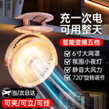 塔菲克【2026年新款】夹子风扇usb充电迷你便携式小型办公室学生宿舍床上户外婴儿车台式超大风力小电扇 冰莓粉【旗舰款】充插两用丨静音降噪丨温馨夜灯
