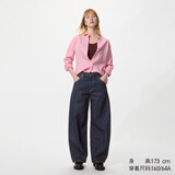 优衣库常规款女装男装宽松廓形牛仔裤/弯刀镰刀裤子479000 482280 482280/69藏青色 25 /160/64A