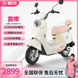爱玛（AIMA）铅酸超长续航电动车电瓶车女士时尚成人代步外卖电动摩托车露娜 淡雾灰【智能互联+1000W电机】