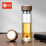 明霞玻璃杯双层大容量水杯便携车载男女泡茶杯子MXCGG3603-ST450