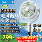 美的（Midea）【3D摇头】直流变频轻音落地空气循环扇家用卧室净化换气扇语音遥控电风扇大风力一级能效GDJ24WYJ