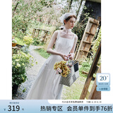 范思蓝恩腰精裙系列 白色无袖吊带连衣裙女夏法式领证小白裙2048 象牙白 XS