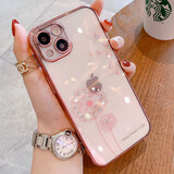 橘左适用苹果14promax手机壳女款iPhone14网红高颜值高级感中国风女士轻奢闪钻软透明镜头全包小孔镂空 苹果14【闪钻蒲公英-玫瑰金】