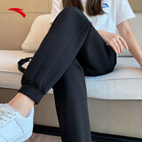 安踏运动长裤女裤夏季透气黑色休闲运动裤针织卫裤收口束脚裤子 【质感挺阔-束口】-基础黑 夏季版本 L /170