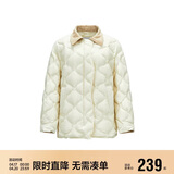 森马（Semir）羽绒服女中长款轻薄肌理宽松2025撞色灯芯绒翻领冬装109725113027