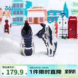 361°儿童棉鞋25冬男女童3-14岁加绒保暖革面户外运动鞋 蓝30