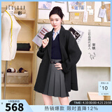 三彩【宋轶同款】【100绵羊毛】2025冬季新款双面呢大衣中长毛呢外套S 深邃灰 M 160/84A