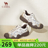 骆驼（CAMEL）经典丑萌鞋女时尚撞色户外休闲鞋 L24S469647A 米/银/咖 37