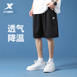 特步（XTEP）运动短裤男秋季外穿透气男裤跑步健身运动裤五分裤休闲训练裤子男 正黑色-0170 L