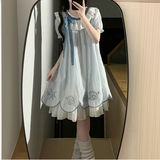 程朵连衣裙夏季2026新款中短裙学生少女孩高中初中生女生衣服夏天裙子 图片色 均码 (可备注码数)
