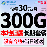 中国移动移动流量卡长期电话卡手机卡4g5G上网卡低月租流量卡全国通用不限速大王卡 山东长期30元300G流量+本地归属+当地达