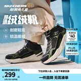 Skechers斯凯奇儿童秋冬休闲男女童二棉鞋轻质加绒保暖靴405222L/302583L 男童/黑色/绿色/BKGR 33