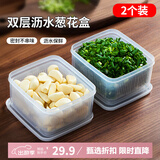 Daisy Leaf进口厨房葱姜蒜收纳盒冰箱葱花保鲜盒沥水备菜盒水果盒2个装