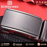 BOSSSUNWEN博斯绅威皮带男士真皮腰带头层牛皮带身自动扣奢侈品牌裤带送男友 黑色 115cm (适合裤子33-35码)可裁剪