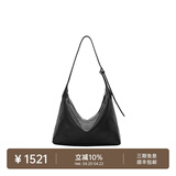 裘真【明星推荐】经典hobo包植鞣牛皮腋下通勤休闲饺子女包 黑色-小号（羊皮） 小包/大包