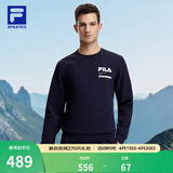 FILA斐乐官方卫衣男子针织长袖套头衫秋冬季简约休闲圆领健身运动上衣 RD宝蓝-NV M 170/92A