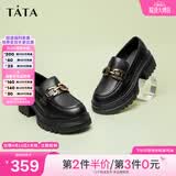 他她（TATA）英伦厚底jk乐福鞋女鞋黑色学院小皮鞋浅口单鞋子GOK02AA4 黑色 34