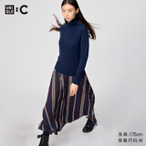 优衣库女装HEATTECH EXTRA WARM混纺高领T恤/长袖9%羊绒478954 478954/69藏青色 S