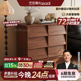 法莎蒂中古风斗柜柜卧室床尾置物柜茶水柜靠墙储物柜大容量九斗柜 1米六斗柜【胡桃色+E0级加厚环保板材】