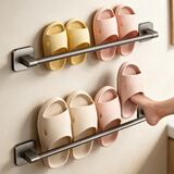 馨沛浴室拖鞋架太空铝免打孔毛巾架卫生间置物架门后厕所壁挂收纳挂架