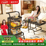 溢彩年华免安装置物架厨房加厚落地多层小推车折叠移动收纳储物零食架6800