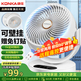 康佳（KONKA）空气循环扇家用风扇遥控办公室台式桌面电风扇厨房换气扇摇头壁挂电扇交流定频小风扇KXHS-1511E-P