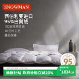 斯诺曼高档100支进口95%白鹅绒被羽绒被芯保暖冬被子1.5*2.1m充720g白色