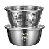 LZJV不锈钢沥水篮洗菜盆厨房家用洗水果洗菜篮淘米盆筛 【食品级不锈钢+特厚特深】马上结束 /【28cm】实盆送漏盆